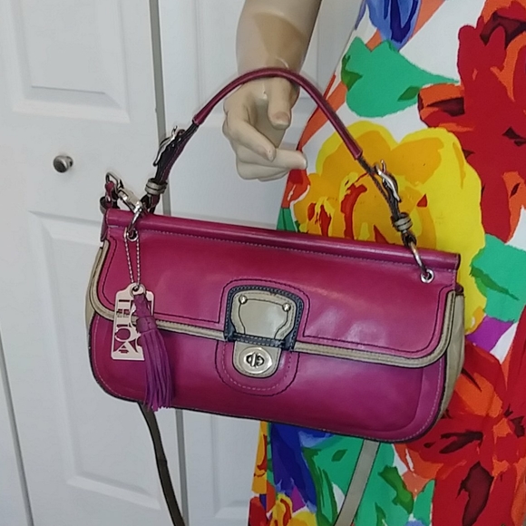 GORGEOUS BERRY COLORBLOCK FULLGRAIN LEATHER  COACH 70TH ANNIVERSARY WILLIS… - Picture 13 of 17
